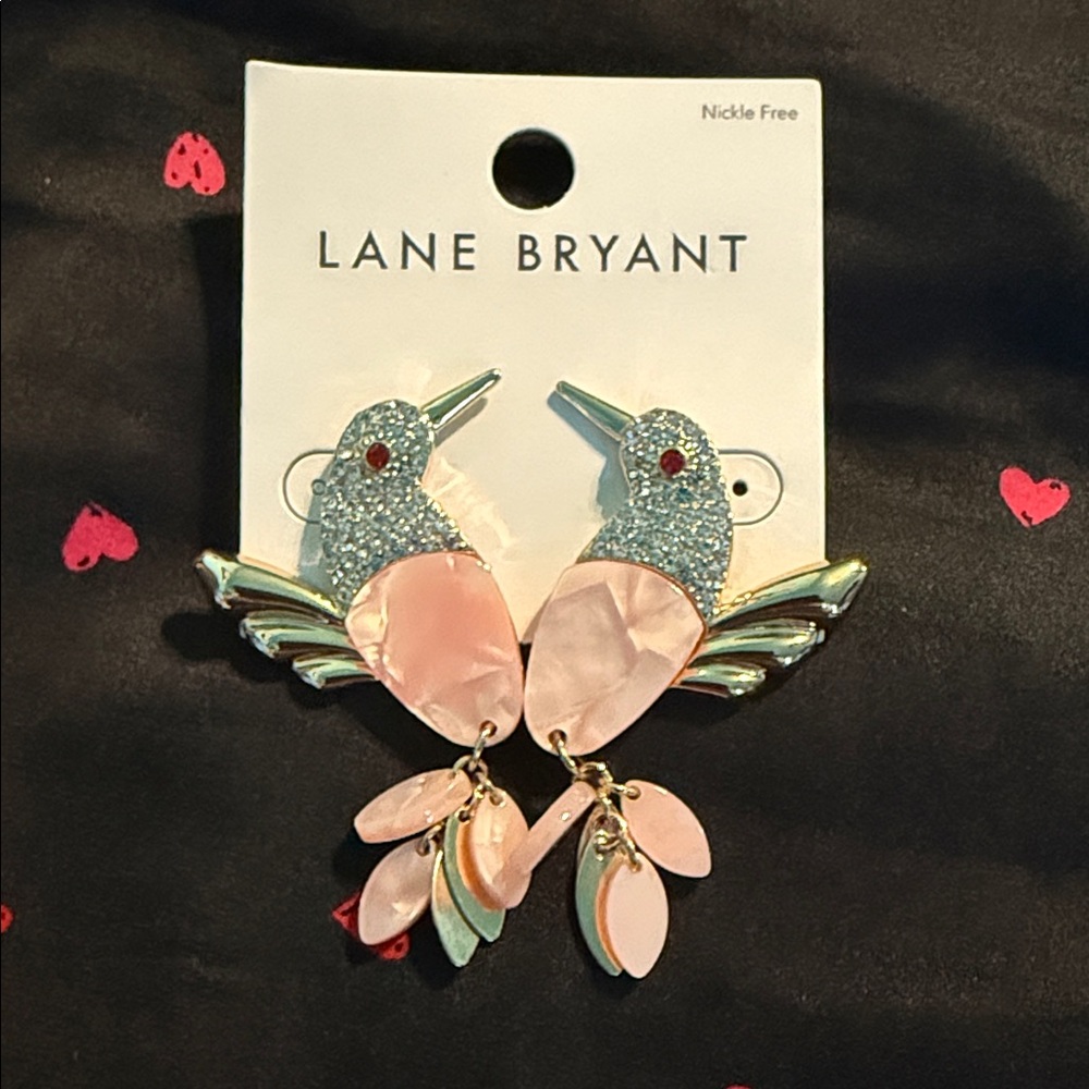 Lane Bryant Pink and Silver Bird Earrings
